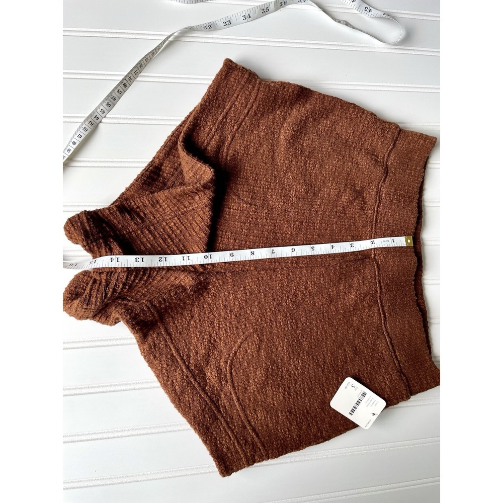 NEW Free People HiRise Sweater Knit Shorts Sz S Pockets Brown Goblin Pirate Fall - Picture 3 of 12